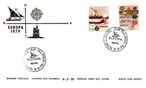 MALTA MI-NR. 594-595 FDC EUROPA 1979 POST- UND FERNMELDEWESEN