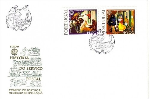 PORTUGAL MI-NR. 1441-1442 y FDC EUROPA 1979 POSTWESEN POSTREITER POSTBOTE PFERD