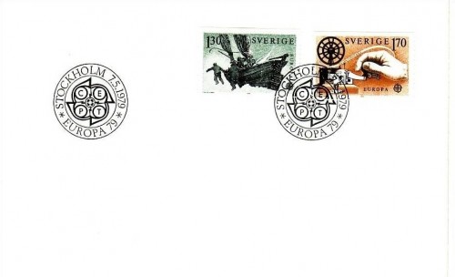 SCHWEDEN MI-NR. 1058-1059 FDC EUROPA 1979 POST- UND FERNMELDEWESEN