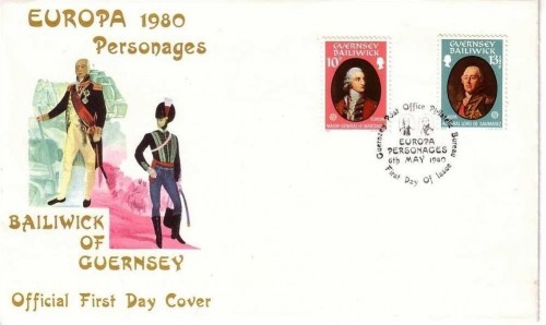 GUERNSEY MI-NR. 204-205 FDC CEPT 1980 BEDEUTENDE PERSÖNLICHKEITEN