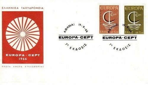GRIECHENLAND MI-NR. 919-920 FDC CEPT 1966 BOOT MIT SEGEL