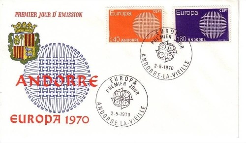 ANDORRA FRANZÖSISCH MI-NR. 222-223 FDC CEPT 1970 SONNENSYMBOL