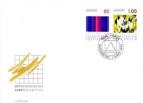 LIECHTENSTEIN MI-NR. 1054-1055 FDC EUROPA 1993 ZEITGENÖSSISCHE KUNST