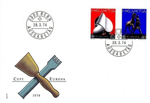 SCHWEIZ MI-NR. 1029-1030 FDC CEPT 1974 SKULPTUREN