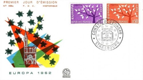 FRANKREICH MI-NR. 1411-1412 FDC CEPT 1962 BAUM STRASBOURG