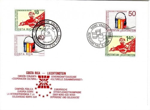 LIECHTENSTEIN MI-NR. 945-946 FDC II ZUSAMMENARBEIT MIT COSTA RICA