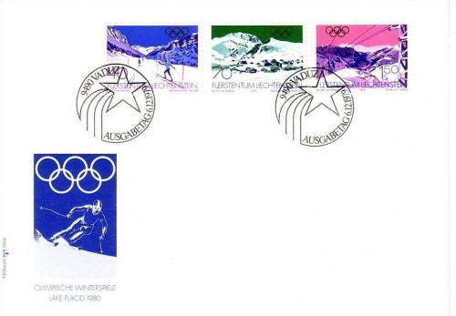 LIECHTENSTEIN MI-NR. 735-737 FDC OLYMPISCHE WINTERSPIELE LAKE PLACID 1980
