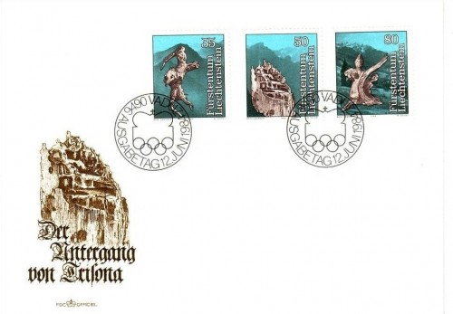 LIECHTENSTEIN MI-NR. 843-845 FDC SAGEN 1984 DER UNTERGANG VON TRISONA