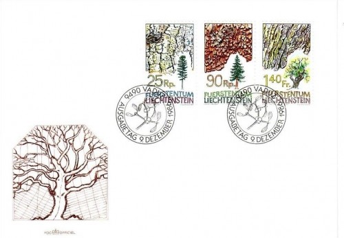 LIECHTENSTEIN MI-NR. 913-915 FDC BAUMRINDEN 1986