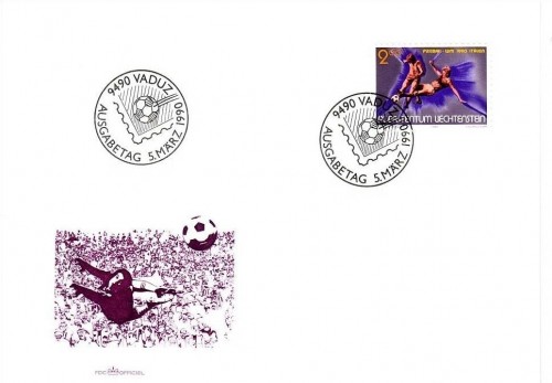 LIECHTENSTEIN MI-NR. 987 FDC FUSSBALL WELTMEISTERSCHAFT ITALIEN 1990
