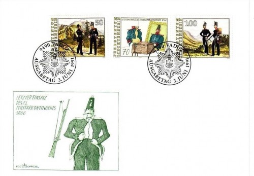 LIECHTENSTEIN MI-NR. 1020-1022 FDC MILITÄR UNIFORMEN 1991