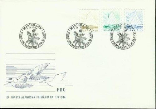 ALAND MI-NR. 1-6 FDC FREIMARKEN 1984 SCHIFFE FLAGGE LANDKARTE