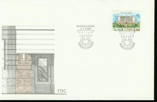 ALAND MI-NR. 32 FDC RATHAUS von MARIEHAMN 1989