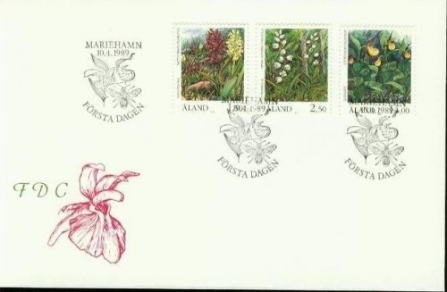 ALAND MI-NR. 33-35 FDC ORCHIDEEN 1989 FRAUENSCHUH