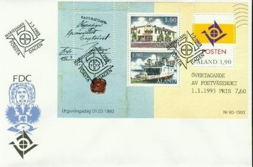 ALAND BLOCK 2 FDC EIGENE POSTHOHEIT 1993