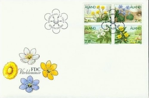 ALAND MI-NR. 120-123 FDC FRÜHLINGSBLUMEN 1997 LEBERBLÜMCHEN BUSCHWINDRÖSCHEN HUFLATTICH