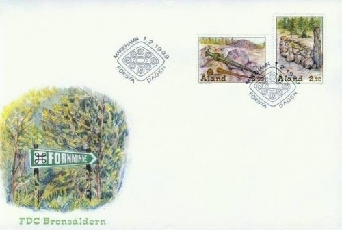 ALAND MI-NR. 153-154 FDC BRONZEZEIT SCHWERT UND DOLCH STEINGRAB