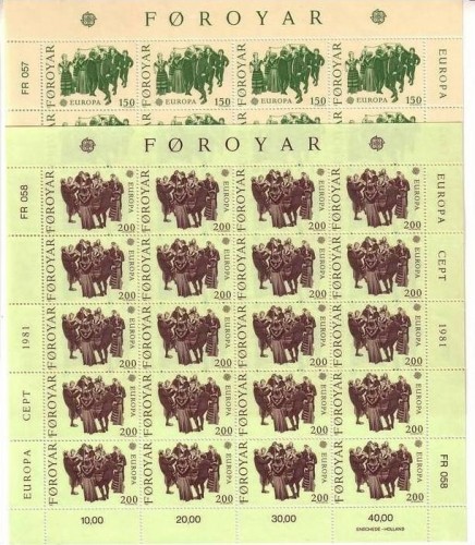 FÄRÖER MI-NR. 63-64 POSTFRISCH(MINT) KLEINBOGENSATZ EUROPA 1981 FOLKLORE TANZ