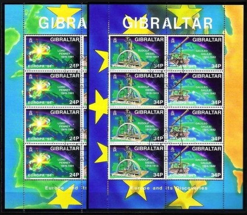 GIBRALTAR MI-NR. 683-686 GESTEMPELT(USED) KLB EUROPA 1994 ENTDECKUNGEN und ERFINDUNGEN