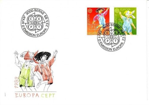 SCHWEIZ MI-NR. 1391-1392 FDC EUROPA 1989 KINDERSPIELE