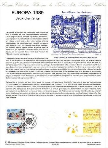 FRANKREICH MI-NR. 2716-2717 AUF SONDERBLATT EUROPA 1989
