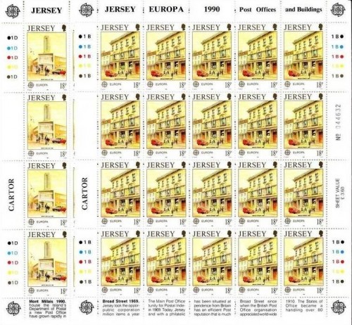 JERSEY MI-NR. 508-511 POSTFRISCH(MINT) KLEINBOGENSATZ EUROPA 1990 POSTALISCHE EINRICHTUNGEN