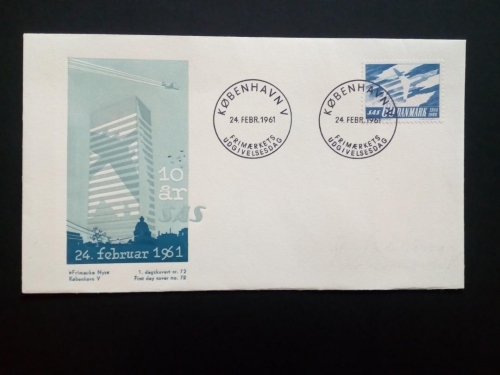 DÄNEMARK MI-NR. 388 x FDC NORDEN 1961 FLUGZEUG