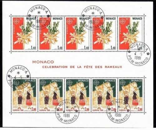 MONACO BLOCK 17 GESTEMPELT EUROPA 1981 FOLKLORE