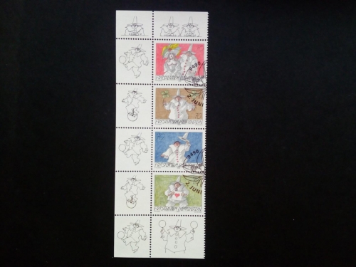LIECHTENSTEIN MI-NR. 1173-1176 GESTEMPELT(USED) STREIFEN GRUSSMARKEN ZEICHNUNGEN 1998
