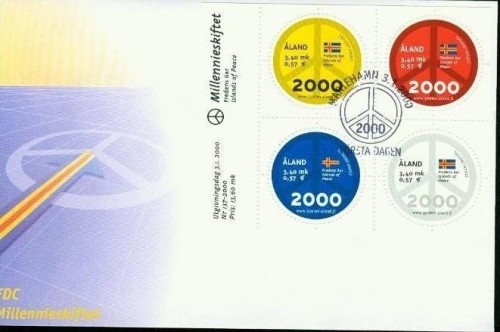 ALAND BLOCK 4 FDC JAHRTAUSENDWECHSEL FLAGGEN