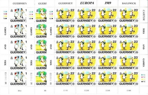 GUERNSEY MI-NR. 449-451 POSTFRISCH(MINT) KLEINBOGENSATZ EUROPA 1989 KINDERSPIELE