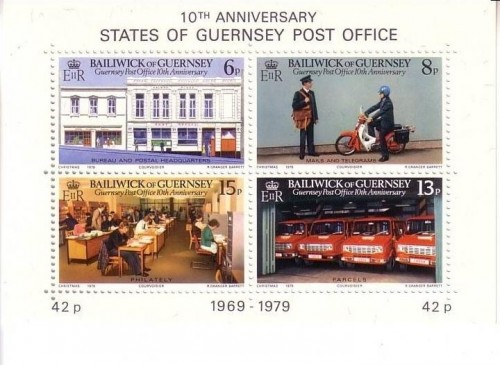 GUERNSEY BLOCK 2 POSTFRISCH(MINT) PAKETPOSTAUTOS TELEGRAMMBOTE AUF MOTORRAD 1979