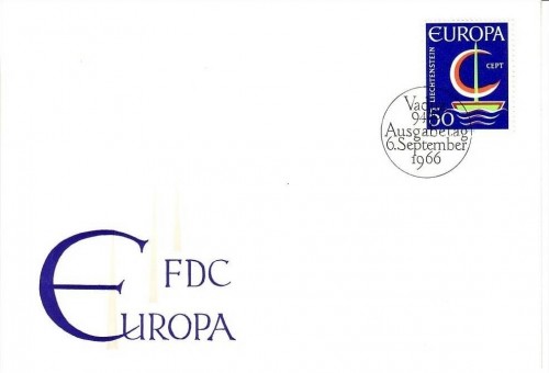LIECHTENSTEIN MI-NR. 469 FDC CEPT 1966 BOOT MIT SEGEL