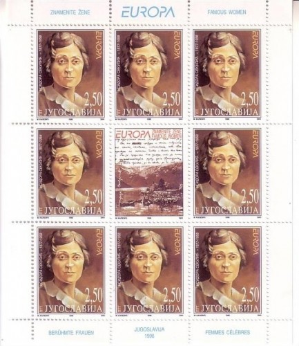JUGOSLAWIEN MI-NR. 2777-2778 POSTFRISCH(MINT) KLEINBOGENSATZ EUROPA 1996 BERÜHMTE FRAUEN