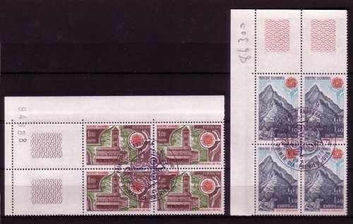 FRANZÖSISCH ANDORRA MI-NR. 290-291 GESTEMPELT(USED) 4er BLOCK EUROPA 1978 KIRCHE VON PAL BERGMASSIV