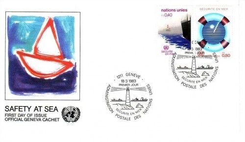 UNO GENF MI-NR. 112-113 FDC SICHERHEIT AUF SEE