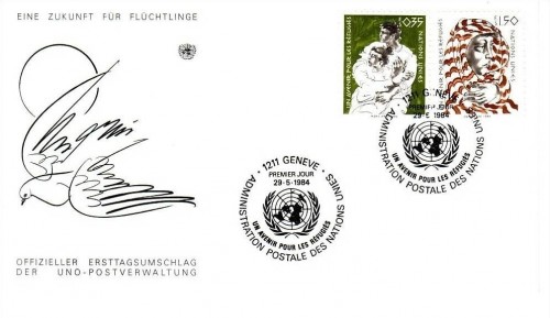 UNO GENF MI-NR. 124-125 FDC FLÜCHTLINGE 1984
