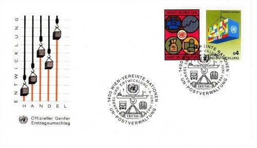UNO WIEN MI-NR. 34-35 FDC UNCTAD HANDEL und ENTWICKLUNG
