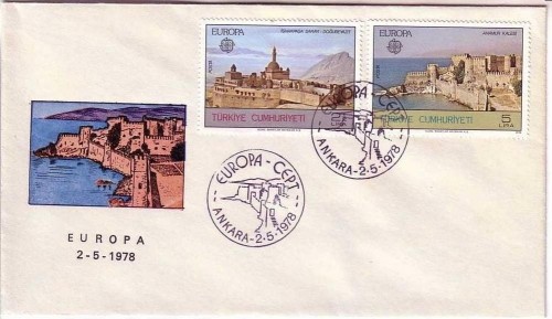 TÜRKEI MI-NR. 2443-2444 FDC EUROPA 1978 BAUDENKMÄLER