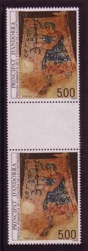 ANDORRA FRANZÖSISCH MI-NR. 384 POSTFRISCH(MINT) Zwischenstegpaar ROMANISCHES FRESKO 1987