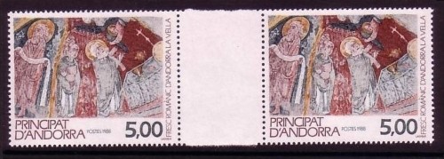 ANDORRA FRANZÖSISCH MI-NR. 396 POSTFRISCH(MINT) Zwischenstegpaar ROMANISCHES FRESKO