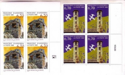 ANDORRA FRANZÖSISCH MI-NR. 503-504 POSTFRISCH(MINT) Viererblock TOURISMUS - KIRCHEN
