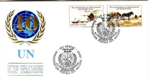 UNO GENF MI-NR. 133-134 FDC 40 JAHRE UNO PFERD MIT KUTSCHE