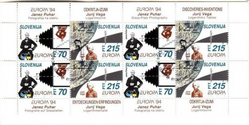 SLOWENIEN MI-NR. 80-81 GESTEMPELT(USED) KLEINBOGEN EUROPA 1994 ENTDECKUNGEN und ERFINDUNGEN