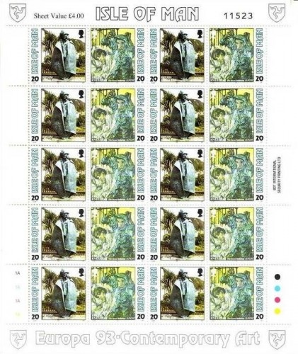 INSEL MAN MI-NR. 546-549 POSTFRISCH(MINT) KLEINBOGENSATZ EUROPA 1993 - ZEITGENÖSSISCHE KUNST