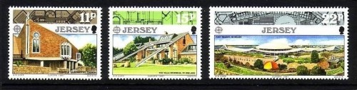 JERSEY MI-NR. 405-407 POSTFRISCH(MINT) EUROPA 1987 MODERNE ARCHITEKTUR KIRCHE