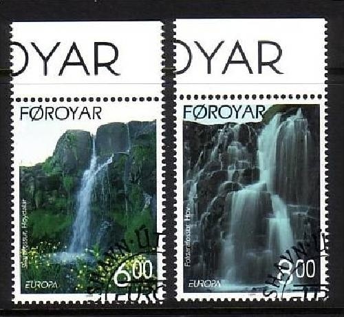 FÄRÖER MI-NR. 354-355 GESTEMPELT(USED) EUROPA 1999 NATUR- und NATIONALPARKS WASSERFALL
