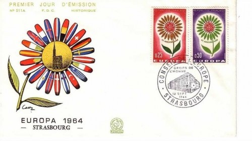 FRANKREICH MI-NR. 1490-1491 FDC CEPT 1964 STILISIERTE BLUME