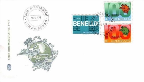 LUXEMBOURG MI-NR. 889-891 FDC KOMBIBRIEF 100 JAHRE WELTPOSTVEREIN