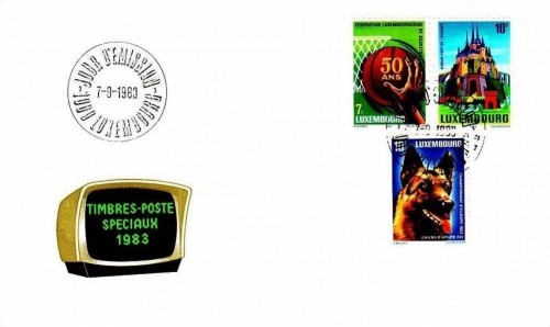 LUXEMBOURG MI-NR. 1083-1085 FDC KOMBIBRIEF SCHÄFERHUND BASKETBALL